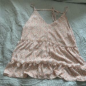 sienna sky orange flower flows dress  blouse flowy tank top tie back tanks